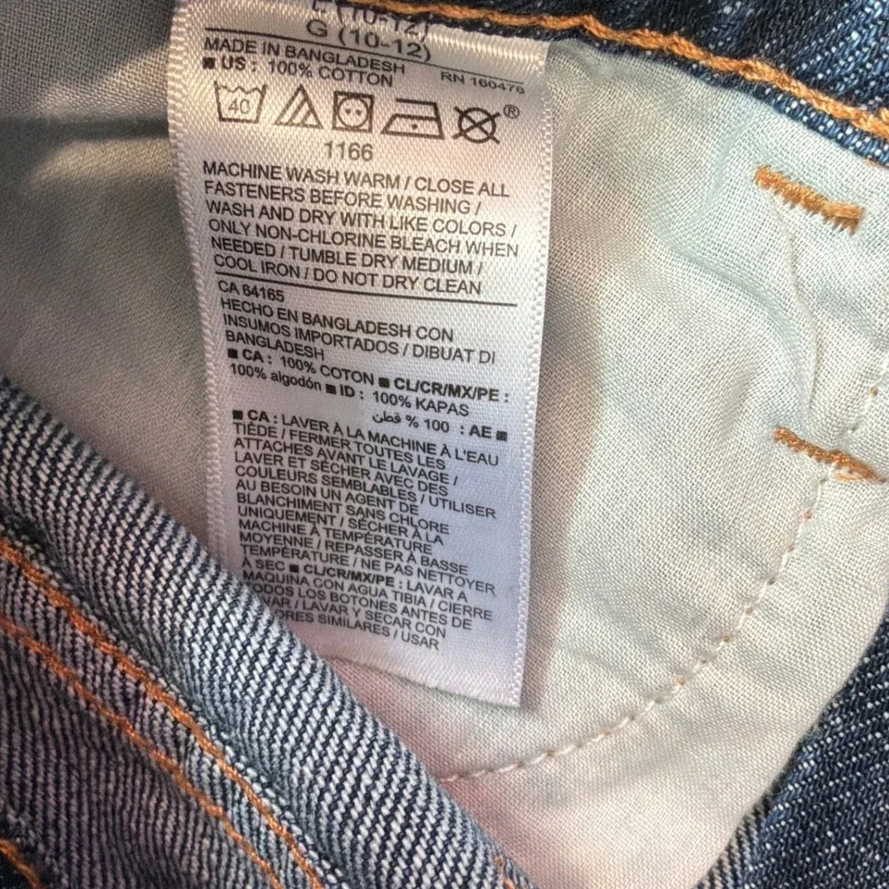 Old Navy Girls Dark Wash Button Fly Denim Mini Skirt Raw‎ Hem Size L 10-12